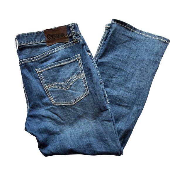 Rock & Roll Denim Jeans Mens Size 40x32 Double Barrel Relaxed Fit Straight Boot - Picture 1 of 13
